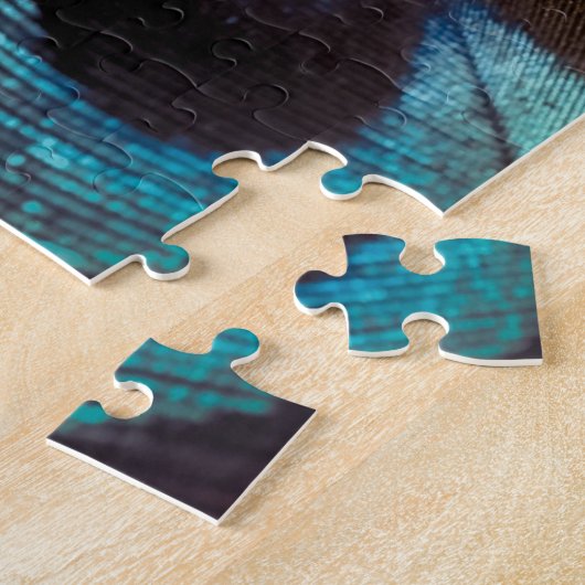 Antiek Hues Peacock Feather Eye Legpuzzel (Zijkant)