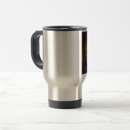 Antiek Hues Peacock Feather Eye Reisbeker (Voorkant links)