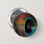 Antiek Hues Peacock Feather Eye Ronde Button 5,7 Cm (Voorkant /achterkant)