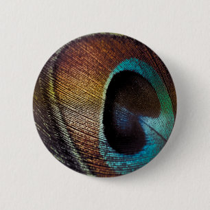 Antiek Hues Peacock Feather Eye Ronde Button 5,7 Cm