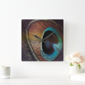 Antiek Hues Peacock Feather Eye Vierkante Klok (Huis)