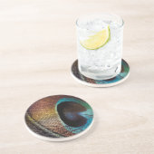 Antiek Hues Peacock Feather Eye Zandsteen Onderzetter (Zijkant)