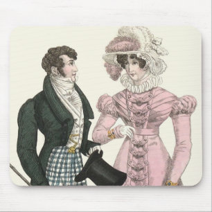 Antiek Huwelijk 1823 Man Vrouw Mode Muismat