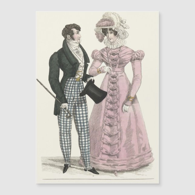 Antiek Huwelijk Koppel 1823 Man Vrouw Mode (Voorkant)