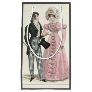 Antiek Huwelijk Koppel 1823 Man Vrouw Mode Klein Cadeauzakje