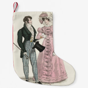 Antiek Huwelijk Koppel 1823 Man Vrouw Mode Kleine Kerstsok