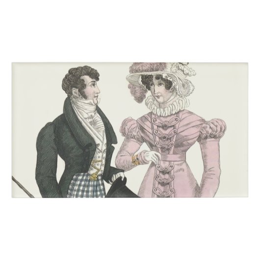 Antiek Huwelijk Koppel 1823 Man Vrouw Mode Naambadge (Voorkant)