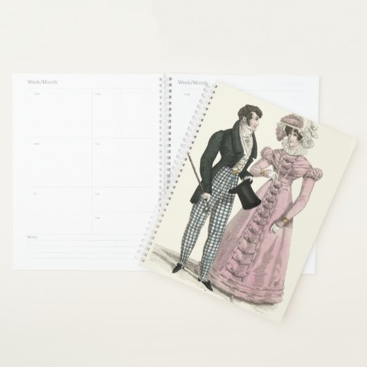 Antiek Huwelijk Koppel 1823 Man Vrouw Mode Planner (Display)