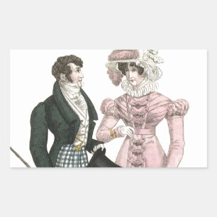 Antiek Huwelijk Koppel 1823 Man Vrouw Mode Rechthoekige Sticker