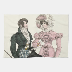 Antiek Huwelijk Koppel 1823 Man Vrouw Mode Theedoek