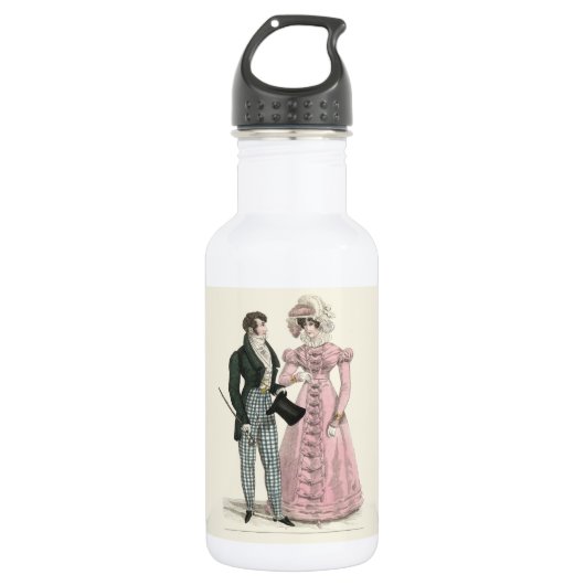 Antiek Huwelijk Koppel 1823 Man Vrouw Mode Waterfles (Voorkant)