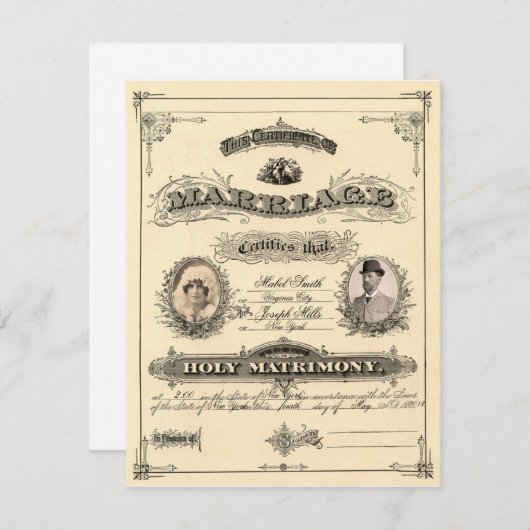 Antiek Huwelijksakte (Voorkant / Achterkant)