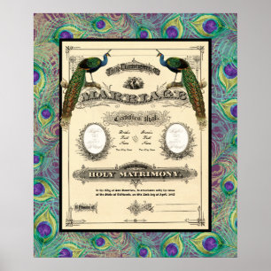 Antiek Huwelijksakte Certificaat Modern Ontwerp Poster
