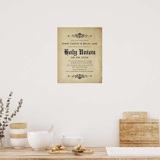 antiek huwelijksakte poster (Keuken)