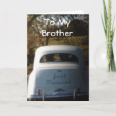 ANTIEK HUWELIJKSAUTO VOOR BROERS TROUWDAG KAART (Voorkant)