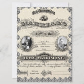 Antiek huwelijkslicentie Foto bruiloft Uitnodiging (Achterkant)