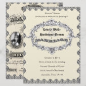 Antiek huwelijkslicentie Foto bruiloft Uitnodiging (Voorkant / Achterkant)