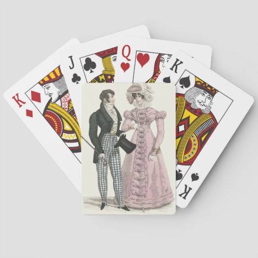 Antiek Huwelijkspaar 1823 Man Vrouw Mode Pokerkaarten (Achterkant)