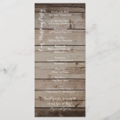 Antiek huwelijksprogramma's met hout - Rustic Coun Programmakaart (Achterkant)
