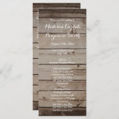 Antiek huwelijksprogramma's met hout - Rustic Coun Programmakaart (Voorkant / Achterkant)