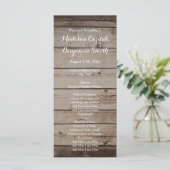 Antiek huwelijksprogramma's met hout - Rustic Coun Programmakaart (Staand voorkant)