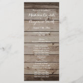 Antiek huwelijksprogramma's met hout - Rustic Coun Programmakaart (Voorkant)