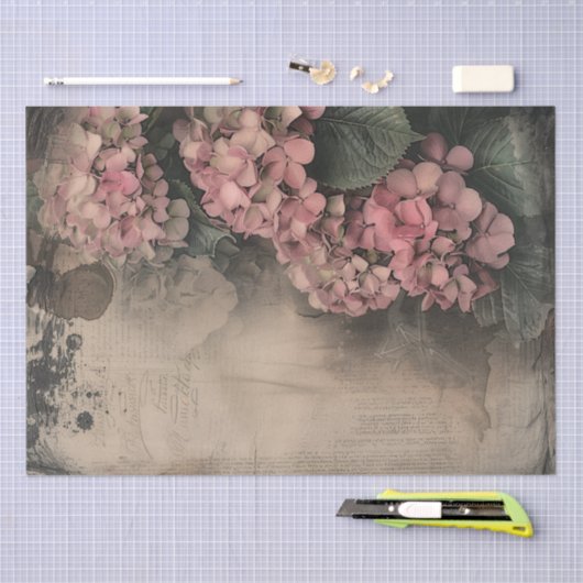 Antiek Hydrangea Illustratie Perkament Decoupage Tissuepapier (Craft)