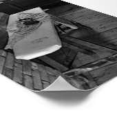 Antiek ijzerbord zwart en witte foto poster (Hoek)