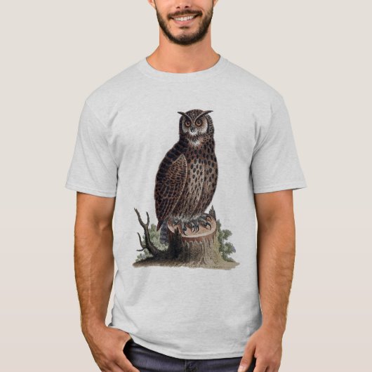 Antiek Illustratie van een Uil T-shirt (Voorkant)