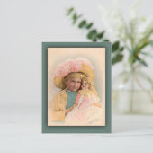 Antiek illustratief kind met Doll Cards Briefkaart (Staand voorkant)