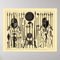 Antiek illustraties van middeleeuwse wapens