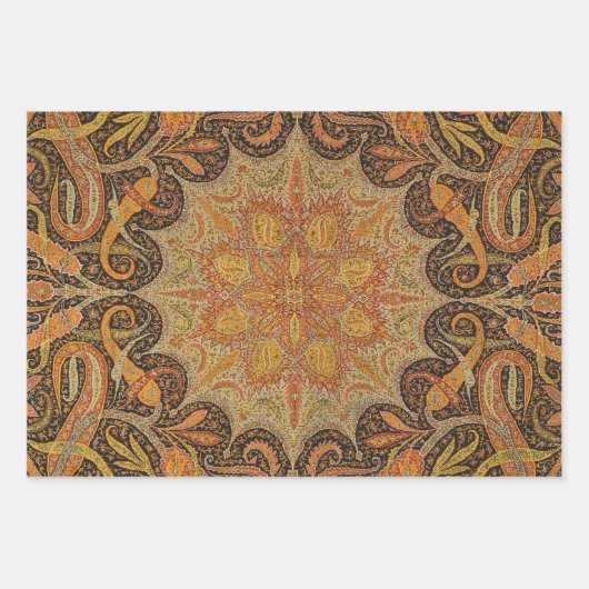 Antiek Indiase Boteh Pattern Inpakpapier Vel (Voorkant)