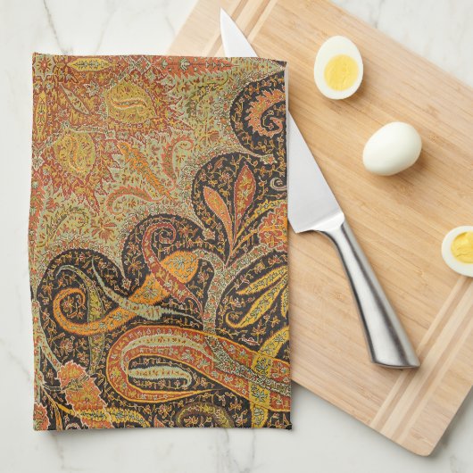 Antiek Indiase Boteh Pattern Theedoek (Quarter Fold)