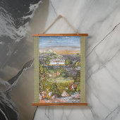 Antiek Indische Perzische Illustraties Waterverf Hangend Wandkleed