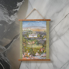 Antiek Indische Perzische Illustraties Waterverf Hangend Wandkleed