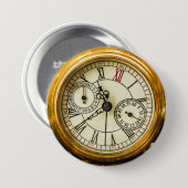  Antiek industrieel steampunk horloge Ronde Button 7,6 Cm (Voorkant /achterkant)
