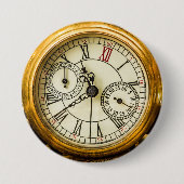  Antiek industrieel steampunk horloge Ronde Button 7,6 Cm (Voorkant)