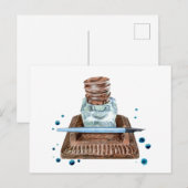 Antiek Inkwell-Briefkaart Feestdagenkaart (Voorkant / Achterkant)