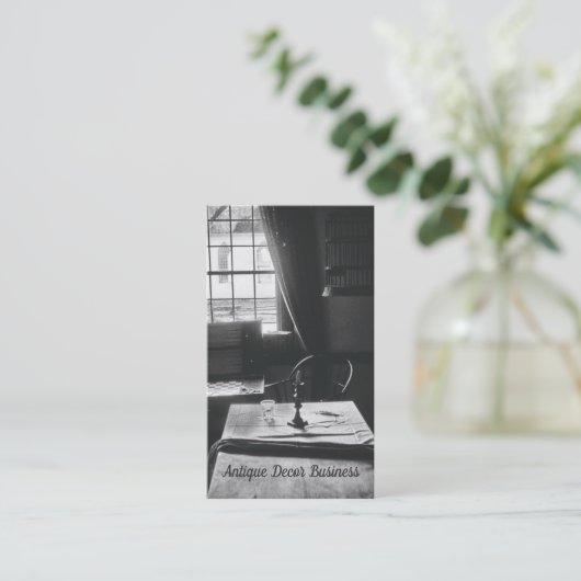 Antiek interieur tafelvenster Rustisch Visitekaartje (Staand voorkant)