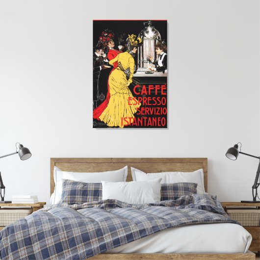 Antiek Italiaans café Espresso en Poster Canvas Afdruk (Insitu (Slaapkamer))