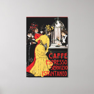 Antiek Italiaans café Espresso en Poster Canvas Afdruk