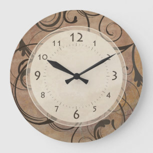 Antiek Italiaans Elegant Swirls Tuscany Brown Grote Klok