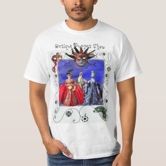 ANTIEK ITALIAANS PUPPET SHOW, JESTER MASQUERADE MA T-SHIRT (Voorkant)