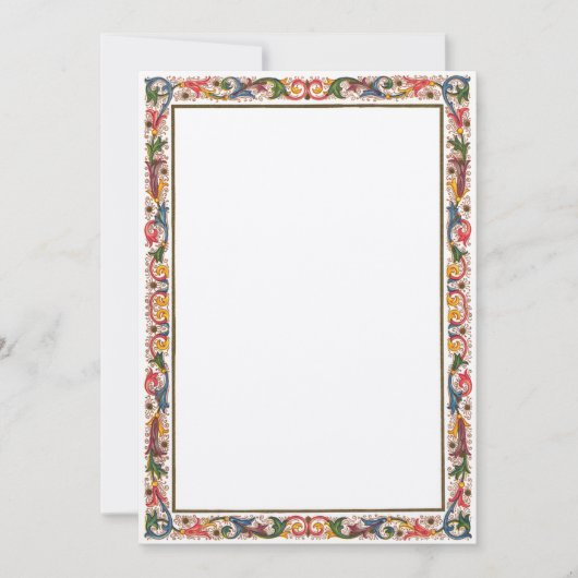 Antiek Italiaanse grens 5 x 7 bruiloft Kaart (Voorkant)