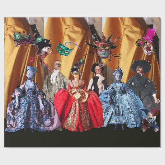 ANTIEK ITALIAANSE PARTIJ VOOR MASKERADE CADEAUPAPIER (Vlak)