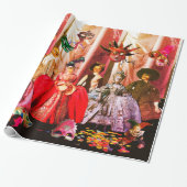 ANTIEK ITALIAANSE PARTIJ VOOR MASKERADE CADEAUPAPIER (Uitgerold)