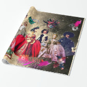 ANTIEK ITALIAANSE PARTIJ VOOR MASKERADE CADEAUPAPIER (Uitgerold)