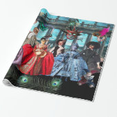 ANTIEK ITALIAANSE PARTIJ VOOR MASKERADE CADEAUPAPIER (Uitgerold)