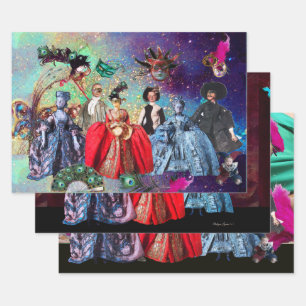 ANTIEK ITALIAANSE PARTIJ VOOR MASKERADE INPAKPAPIER VEL