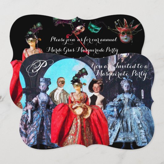 ANTIEK ITALIAANSE PARTIJ VOOR MASQUERADE COSTUME KAART (Voorkant / Achterkant)